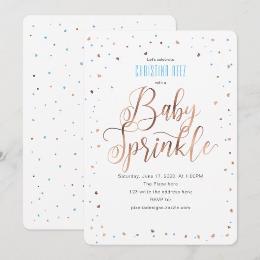 シンプルに、愛を添えて、ベイビースプリンクル、ベイビースプリンクル 招待状 (正面/裏面)
