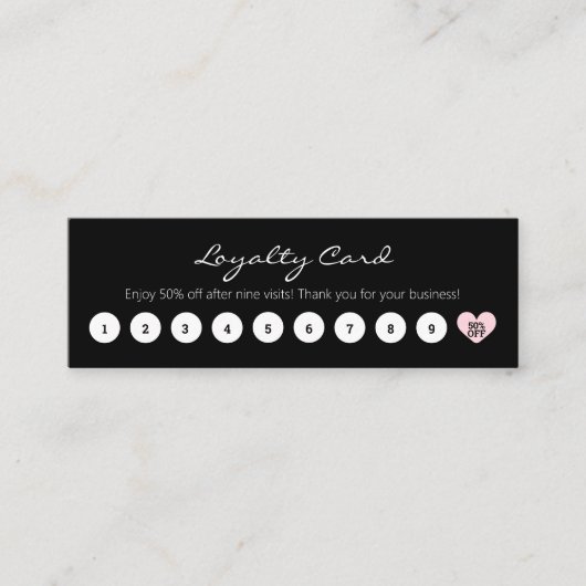 シンプルのお客様向けディスカウント(白黒)とハート ロイヤリティカード (正面)