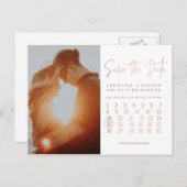 シンプルのばら色の金ゴールドの写真のカレンダーの保存日付 案内ポストカード (正面/裏面)