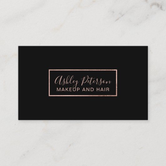 シンプルのばら色の金ゴールドの毛の化粧のタイポグラフィ 名刺 (正面)