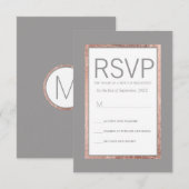 シンプルのばら色の金ゴールドはスレートグレーRSVPカードを並べました 出欠カード (正面/裏面)