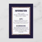 シンプルのばら色の金ゴールドは濃紺の結婚式の詳細を並べました エンクロージャーカード (正面)