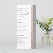 シンプルのばら色の金ゴールドフレームのスレートグレーの結婚式 プログラム (スタンド正面)