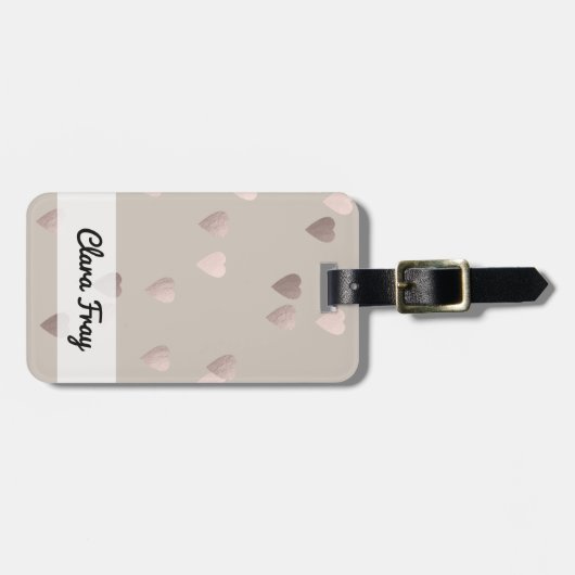 シンプルのゆとりの中立ばら色の金ゴールド愛ハート ラゲッジタグ (正面横)