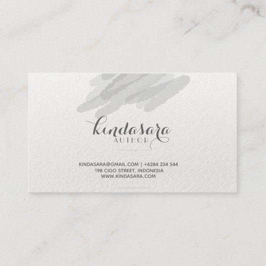 シンプルのカッコいいの抽象芸術の灰色の水彩画の名刺 名刺 (裏面)