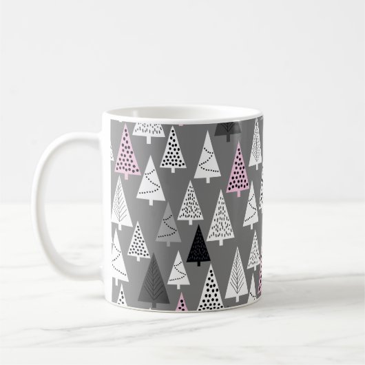 シンプルのクリスマスパターン。抽象芸術灰白 コーヒーマグカップ (左)
