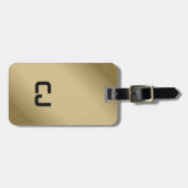 シンプルのクールでフェイクな金ゴールドの黒のモノグラム ラゲッジタグ (正面横)