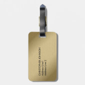 シンプルのクールでフェイクな金ゴールドの黒のモノグラム ラゲッジタグ (裏面縦)