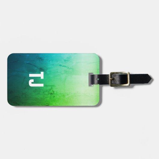 シンプルのクールな質の緑の白くはっきりしたなモノグラム ラゲッジタグ (正面横)