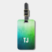 シンプルのクールな質の緑の白くはっきりしたなモノグラム ラゲッジタグ (正面縦)