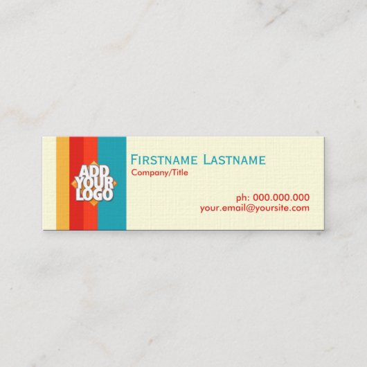 シンプルのストライプの新しいレトロの小型カード スキニー名刺 (正面)