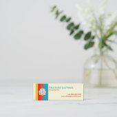 シンプルのストライプの新しいレトロの小型カード スキニー名刺 (スタンド正面)