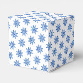 シンプルのスノーフレーク青と白のパターンの好意ボックス フェイバーボックス (裏面サイド)