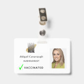 シンプルのフォトビジネスロゴのワクチン接種  バッジ (Back with Clip)