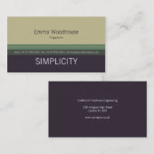 シンプルのベージュ色及び紫色 名刺 (正面/裏面)