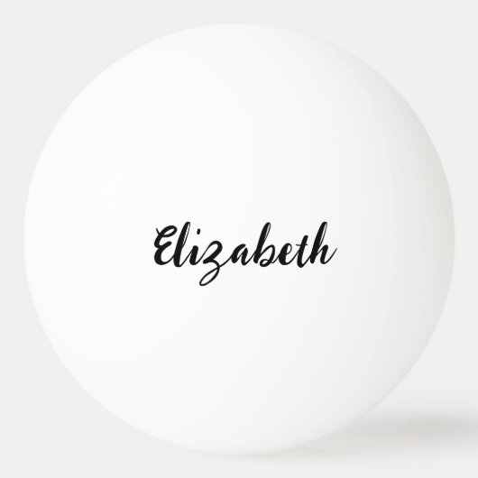 シンプルのホワイトネームとブラックネームのスクリプト文字テンプレート 卓球ボール (裏面)