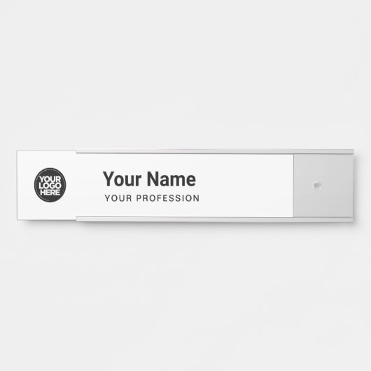 シンプルのホワイトビジネスロゴの名前 サインプレート (正面)