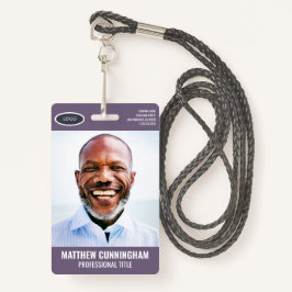 シンプルのロゴ従業員の写真名バーコード バッジ