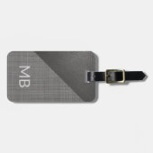 シンプルの上品なライトミディアムダークグレーレザールック ラゲッジタグ (正面横)