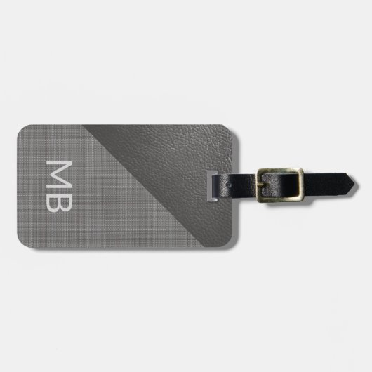 シンプルの上品なライトミディアムダークグレーレザールック ラゲッジタグ (正面横)