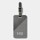 シンプルの上品なライトミディアムダークグレーレザールック ラゲッジタグ (正面縦)