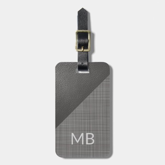 シンプルの上品なライトミディアムダークグレーレザールック ラゲッジタグ (正面縦)