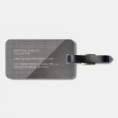 シンプルの上品なライトミディアムダークグレーレザールック ラゲッジタグ (裏面横)