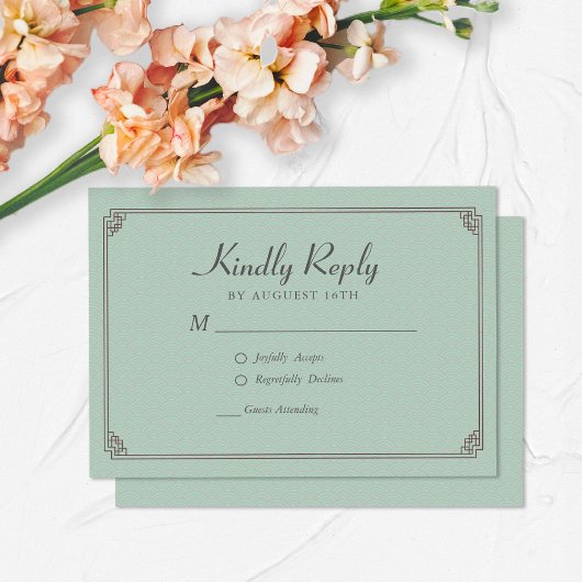 シンプルの中国の伝統的模様 出欠カード