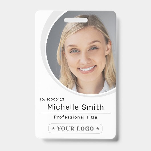 シンプルの写カスタム真と社員名記 バッジ (正面)