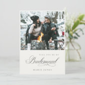 シンプルの写真のスクリプト私のブライドメイドのカードになる サンキューカード (スタンド正面)