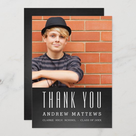 シンプルの写真の卒業サンキューカード サンキューカード (正面/裏面)