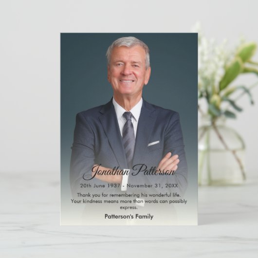 シンプルの写真サンキューカード |悔やみや弔慰 サンキューカード (スタンド正面)