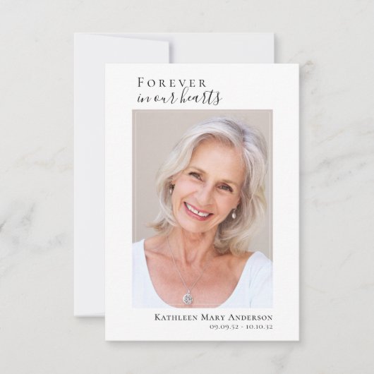 シンプルの写真サンキューカード |悔やみや弔慰 ノートカード (正面)