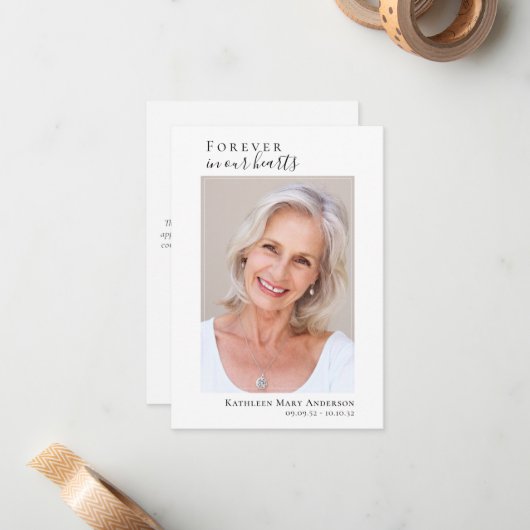 シンプルの写真サンキューカード |悔やみや弔慰 ノートカード (正面/裏面インサイチュ)