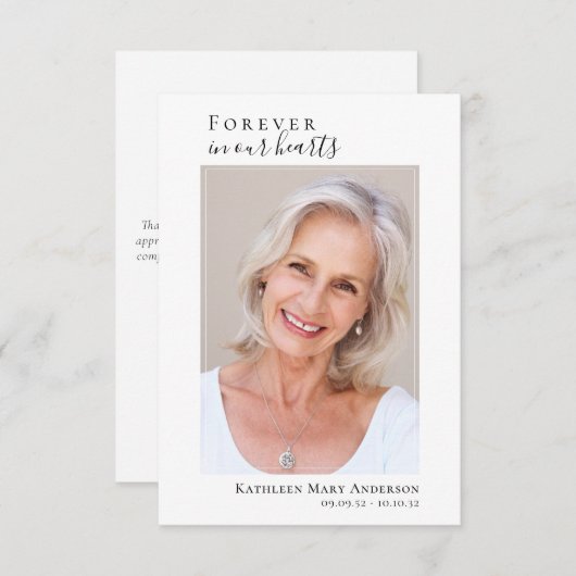 シンプルの写真サンキューカード |悔やみや弔慰 ノートカード (正面/裏面)