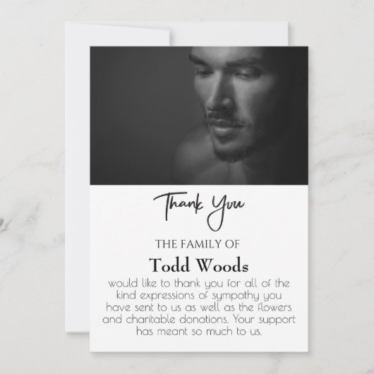 シンプルの写真サンキューカード、悔やみや弔慰 招待状 (正面)