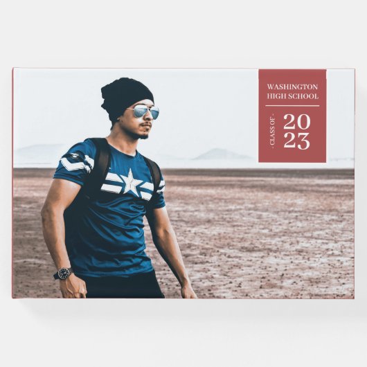 シンプルの写真タブ卒業式レッドゲストブック ゲストブック (正面)