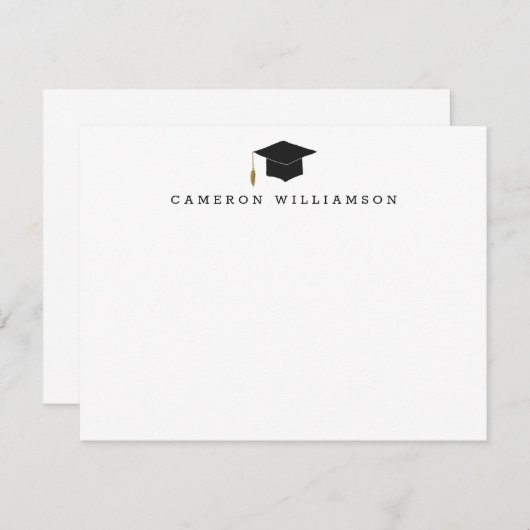 シンプルの卒業帽(黒パーソナライズされた) サンキューカード (正面/裏面)