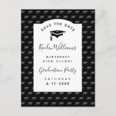 シンプルの卒業日付の黒いはがきを保存 ポストカード (正面)