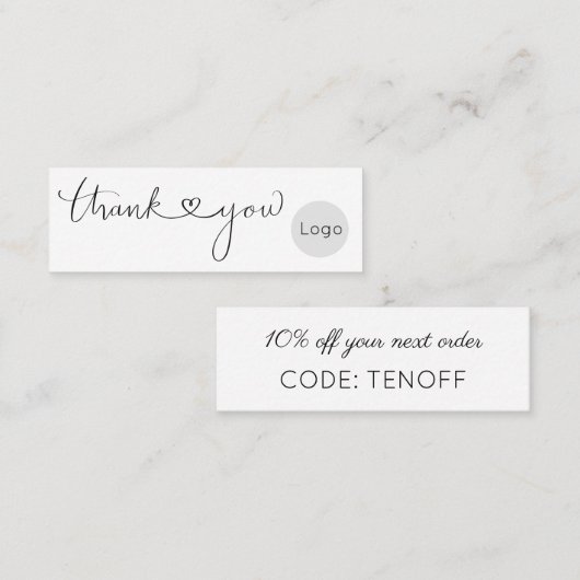 シンプルの執筆ハートありがとうロゴを挿入 ロイヤリティカード (正面/裏面)