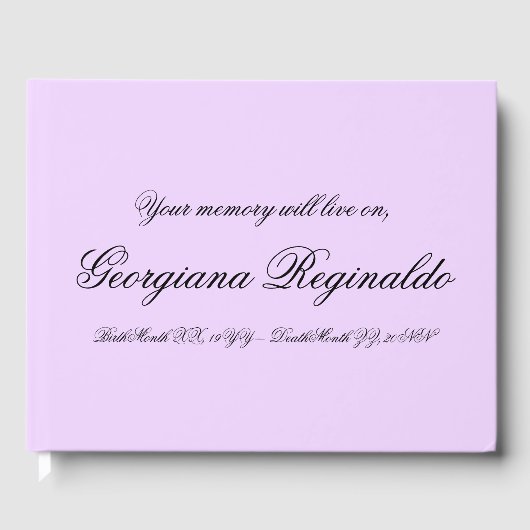 シンプルの基本的な哀悼の意 ゲストブック (正面)