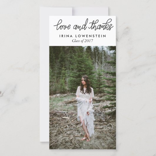 シンプルの大学院愛および感謝のタイポグラフィ サンキューカード (正面)