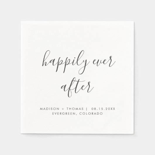 シンプルの後エレガントずっと楽しそうに脚本を結婚書く スタンダードカクテルナプキン (正面)