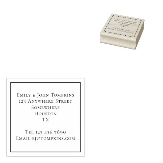 シンプルの戻り値の名前と住所の正方形 ラバースタンプ (押印)