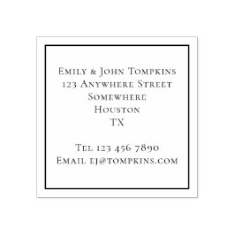 シンプルの戻り値の名前と住所の正方形 ラバースタンプ