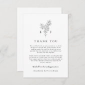 シンプルの手エレガント引きさくらんぼ結婚の サンキューカード (正面/裏面)