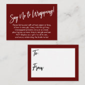 シンプルの手書きによる包みにはノーと言う! エンクロージャーカード (正面/裏面)