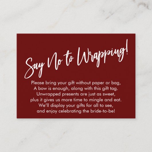 シンプルの手書きによる包みにはノーと言う! エンクロージャーカード (正面)