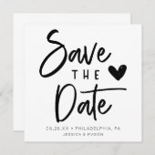 シンプルの手書き式で日付を保存 招待状 (正面/裏面)