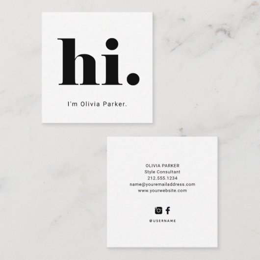 シンプルの挨拶|とはっきりしたタイポグラフィ スクエア名刺 (正面/裏面)